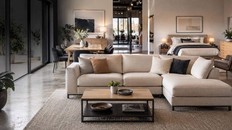 Brand-new lounge, dining and bedroom furniture styled in the LifeSpace showroom